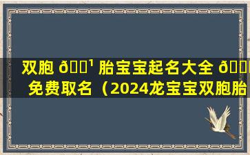 双胞 🌹 胎宝宝起名大全 🐎 免费取名（2024龙宝宝双胞胎起名大全）